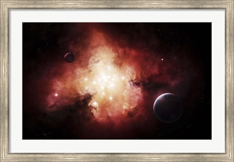Framed birth of numerous stars exposing their light to the universe Print