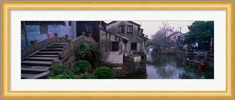 Framed Ancient Town and Canal, China Print
