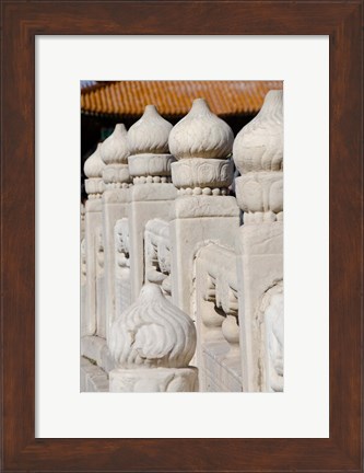 Framed China, Beijing, Forbidden City. Emperors palace, ornate marble bridge. Print