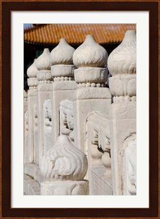 Framed China, Beijing, Forbidden City. Emperors palace, ornate marble bridge. Print