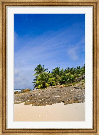 Framed Anse Bambous Beach on Fregate Island, Seychelles Print