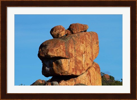 Framed Frog-shaped rock, Big Cave Camp, Matopos Hills, Zimbabwe, Africa Print