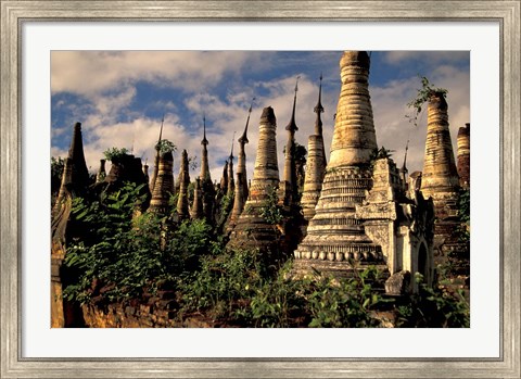 Framed Ancient Ruins of Indein Stupa Complex, Myanmar Print
