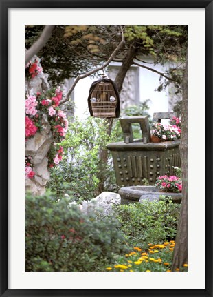 Framed Caged Songbird Hangs in Administrator&#39;s Garden, Suzhou, Jiangsu Province, China Print