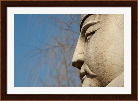 Framed Detail of warrior statue, Changling Sacred Way, Beijing, China Print
