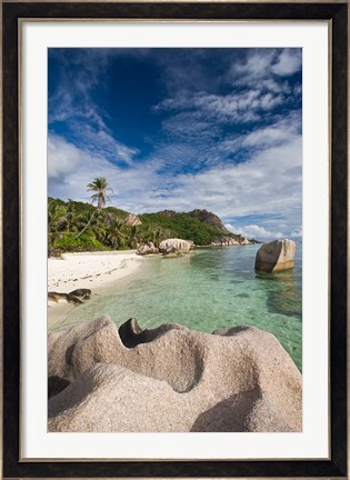 Framed Anse Source D&#39;Argent Beach, L&#39;Union Estate Plantation, La Digue Island, Seychelles Print