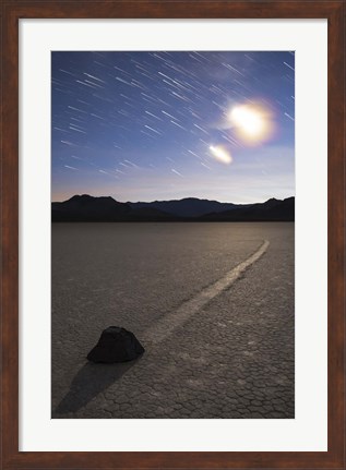 Framed Star trails at the Racetrack Playa in Death Valley National Park, California Print