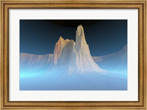 Framed canyon mountain is surrounded by mysterious blue mist Print