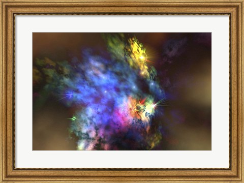 Framed colorful nebula in the universe Print