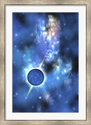 Framed large star with concentrated matter hovers in the cosmos Print