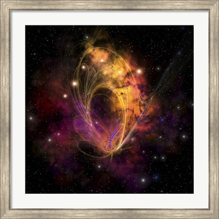 Framed nebular cluster of gases and stars Print