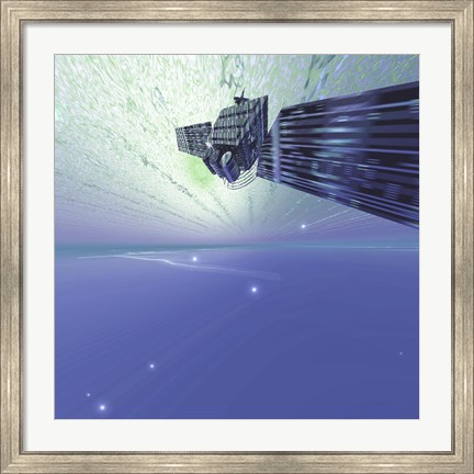 Framed satellite out in the vast beautiful universe Print