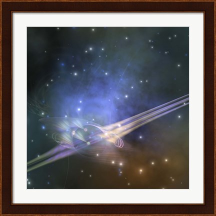 Framed space phenomenon sends out rays through the cosmos Print