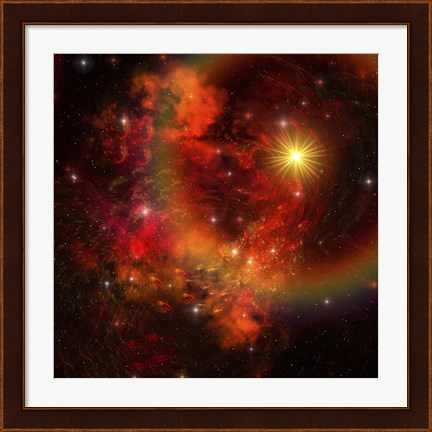 Framed star explodes sending out shock waves throughout the universe Print