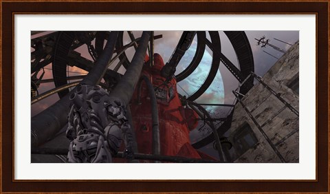 Framed pilot looks up at his ride to the stars Print