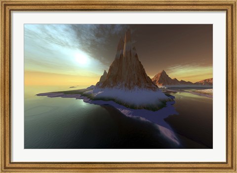 Framed Fantasy seascape with a beautiful sky Print