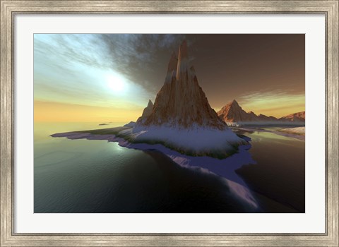 Framed Fantasy seascape with a beautiful sky Print