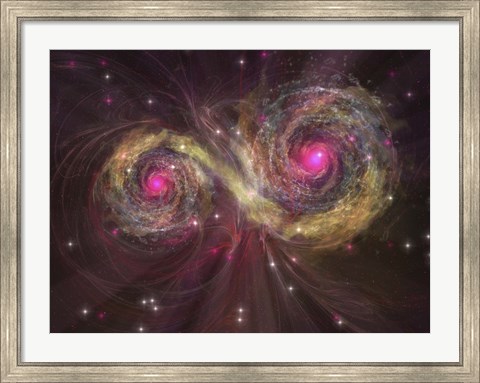 Framed Two large stars dance around each other as one engulfs the other Print