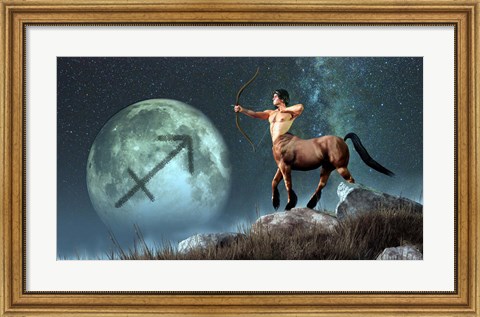 Framed Sagittarius is the ninth astrological sign of the Zodiac Print
