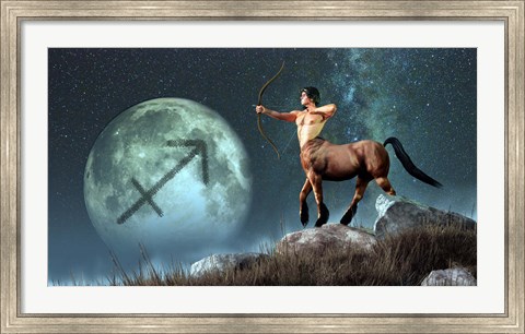 Framed Sagittarius is the ninth astrological sign of the Zodiac Print