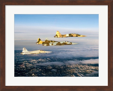 Framed Four F-5 Tiger II&#39;s fly above Southern California Print