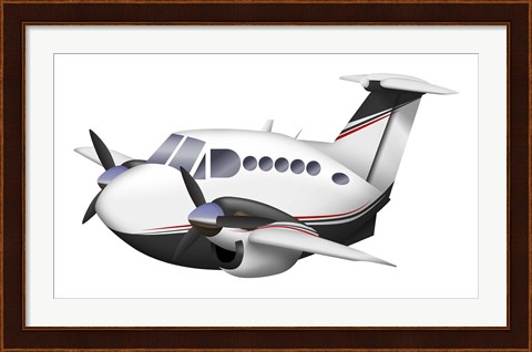Framed Cartoon illustration of a Beechcraft King Air Print