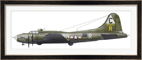 Framed Illustration of a Boeing B-17F Knockout Dropper aircraft Print