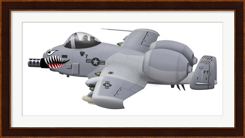 Framed Cartoon illustration of an A-10 Thunderbolt II Print