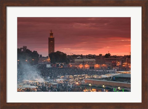 Framed Koutoubia Mosque, Djemma el-Fna Square, Marrakech, Morocco Print