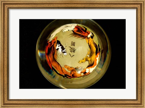 Framed Horse Globe, Chinese Handicrafts, China Print