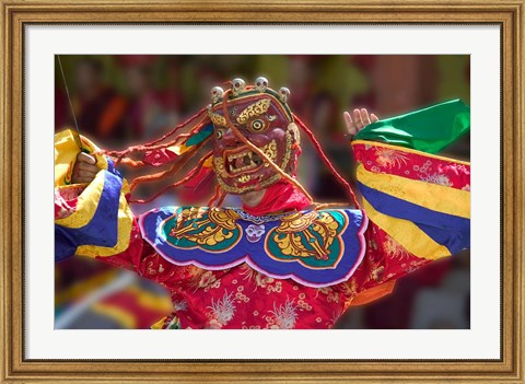 Framed Mask Dance Celebrating Tshechu Festival at Wangdue Phodrang Dzong, Wangdi, Bhutan Print