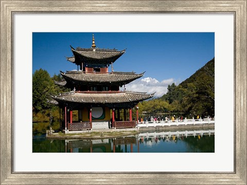 Framed Marble Bridge to Pagoda, Yunnan, China Print