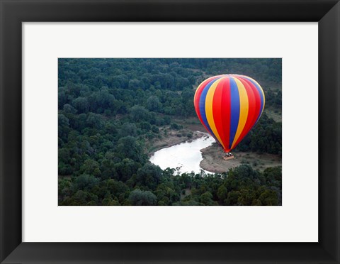 Framed Kenya, Maasai Mara, Mara River, Hot-Air Ballooning Print