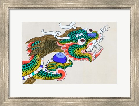 Framed Painting of Dragon, Thimphu, Bhutan Print