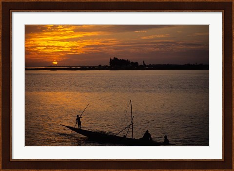 Framed Pirogue On The Bani River, Mopti, Mali, West Africa Print