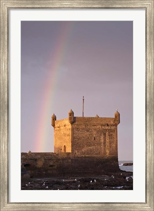 Framed Rainbow over fortress, Essaouira, Morocco Print