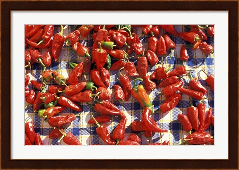 Framed Red Peppers Drying in the Sun, Tunisia Print