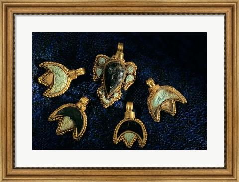 Framed Necklace Adornments, Gold Artifacts From Tillya Tepe Find, Six Tombs of Bactrian Nomads Print