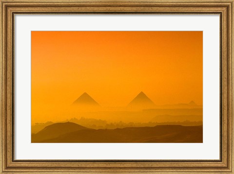 Framed Pyramids at Giza, Khafre, Menkaure, Giza Plateau, Egypt Print