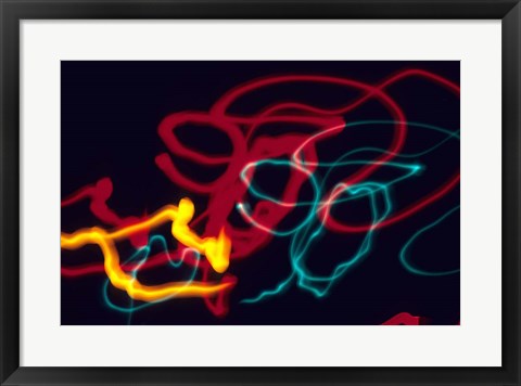 Framed Red, Yellow and Green Neon Lighting with Nightzoom Print