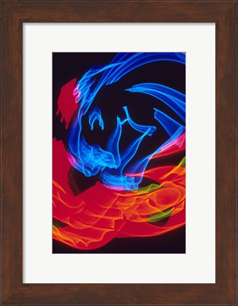 Framed Red and Blue Neon Lighting with Nightzoom Print