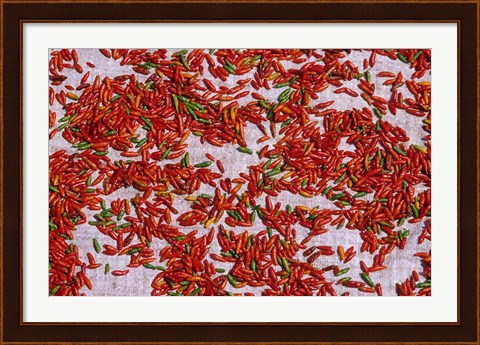 Framed Red Chili Drying in the Midday Sun, Madagascar Print