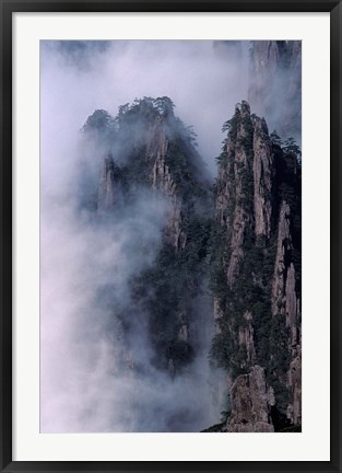 Framed Mt Huangshan in Mist, China Print
