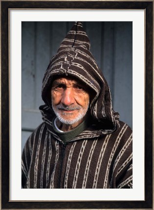 Framed Portrait of Old Muslim Man, Tangier, Morocco, Africa Print