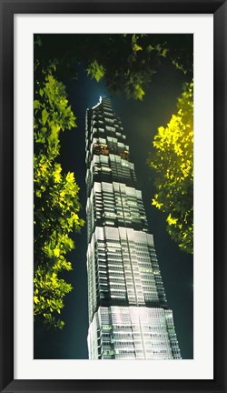 Framed Jinmao Building at night, Shanghai, China Print