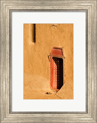 Framed Shoes outside side door into the Mosque at Djenne, Mali, West Africa Print