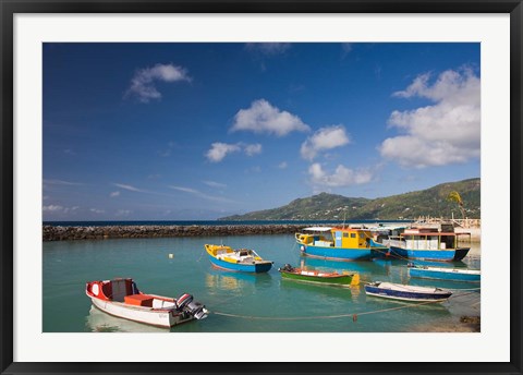 Framed Seychelles, Mahe Island, Bel Ombre, town pier Print