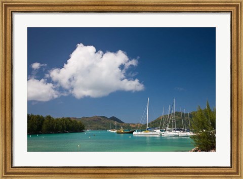 Framed Seychelles, Praslin Island, Baie St. Anne bay Print