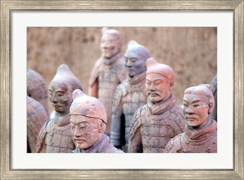 Framed Terra Cotta Warrior Heads, Xian, Shaanxi, China Print