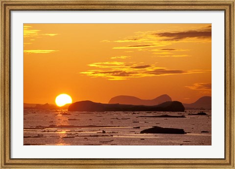 Framed Sunset, Antarctic Peninsula, Antarctica Print